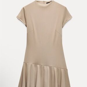 Elegant Tan Short Sleeve Dress